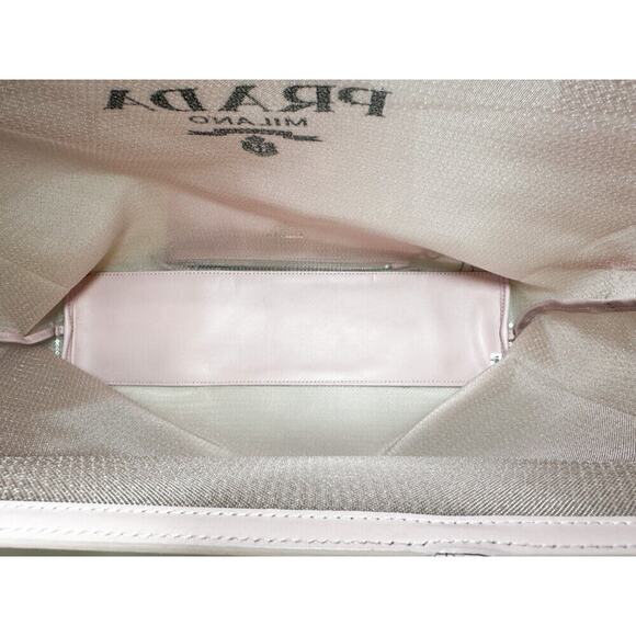 Prada Rete Paillettes Mesh Sequin Logo Large Shopping Tote Hand Bag & Pouch Pink - Picture 7 of 10